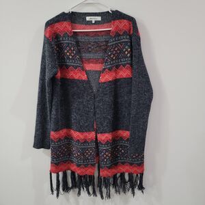 Alice Blue‎ Womens Cardigan Sweater Size Small Nordic Boho Fringe Western Indie